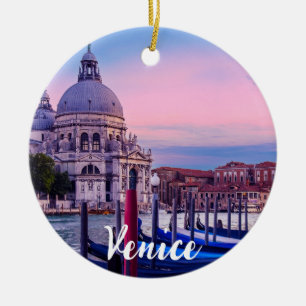 Adorno De Cerámica Gran Canal con góndolas e iglesia en Venecia