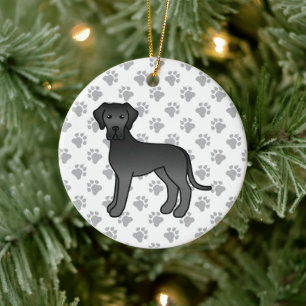 Adorno De Cerámica Gran Danés Negro Perro De Dibujos Animados Lindo