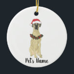 Adorno De Cerámica Gran danés personalizado (Fawn)<br><div class="desc">Haz la lista de este año con un adorno personalizado de tu pequeño elfo favorito!</div>