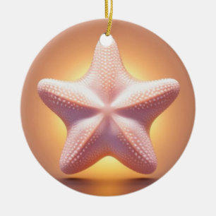 Adorno De Cerámica Gran Estrella de Mar Rosa