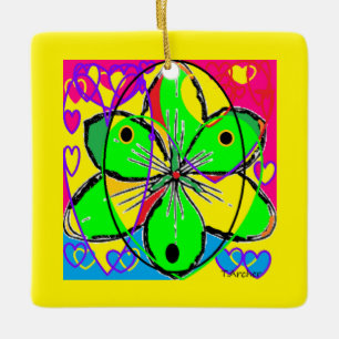 Adorno De Cerámica Gran flor firma diseño de arte original muy bonito