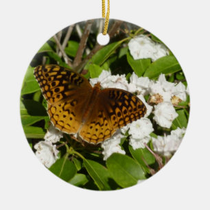 Adorno De Cerámica Gran Fritillary Manchado en Laurel de Montaña