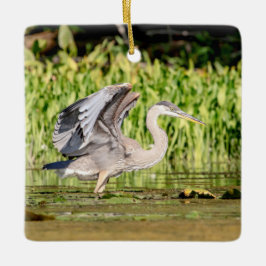 Adorno De Cerámica Gran garza azul