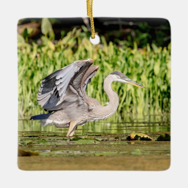 Adorno De Cerámica Gran garza azul (Anverso)