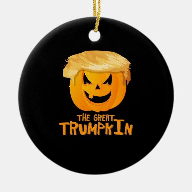 Adorno De Cerámica Gran Halloween Funny de Trumpkin (Frente)