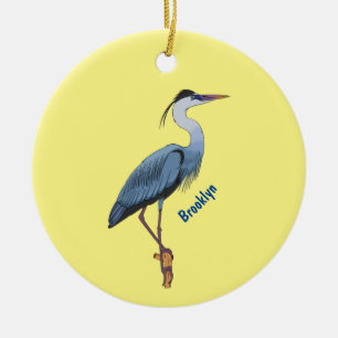 Adorno De Cerámica Gran ilustracion personalizado de garza azul