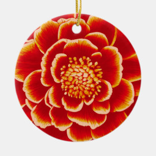 Adorno De Cerámica Gran Naranja Dahlia Flower