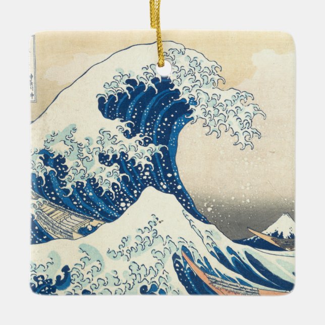 Adorno De Cerámica Gran ola de Kanagawa, arte japonés, Hokusai (Anverso)