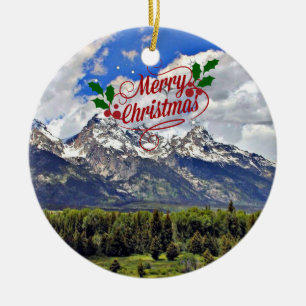 Adorno De Cerámica Gran Parque Nacional de Teton Saludos de Navidad