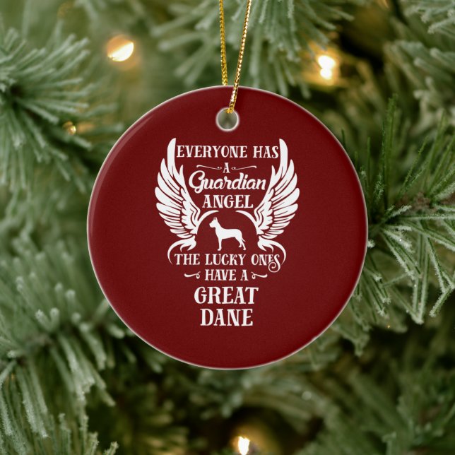 Adorno De Cerámica Gran perro mascota dane ángel guardián (Árbol)