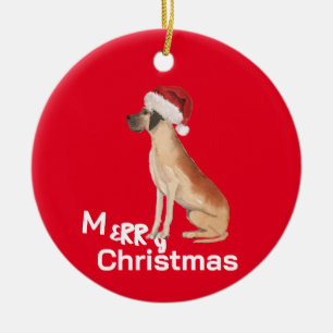 Adorno De Cerámica Gran saludo de dane Dog merry a los navidades