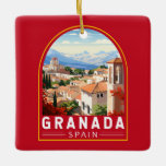 Adorno De Cerámica Granada España Viaje de arte<br><div class="desc">Diseño de viajes vectoriales retro granadino. Granada es una ciudad situada en la región andaluza del sur de España,  a los pies de las montañas de Sierra Nevada.</div>
