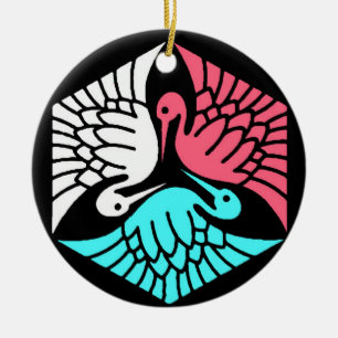 Adorno De Cerámica Gránas japonesas, coral, turquesa y negro
