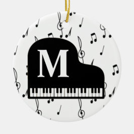 Adorno De Cerámica Grand Piano Music Note Monogram Pianist 
