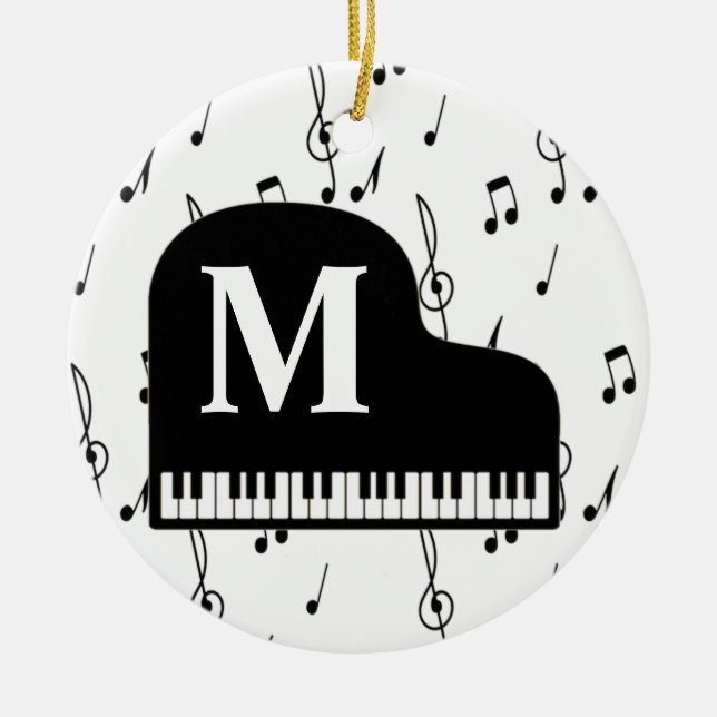 Adorno De Cerámica Grand Piano Music Note Monogram Pianist  (Frente)