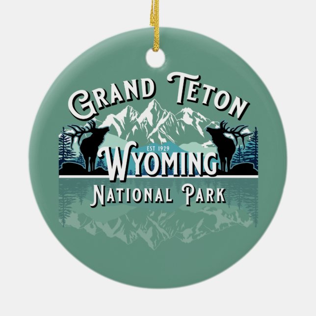 ADORNO DE CERÁMICA GRAND TETON NATIONAL PARK HOLIDAY KEEPSAKE (Atrás)