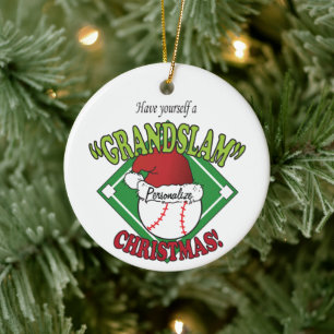 Adorno De Cerámica Grande Slam de Béisbol de Navidad