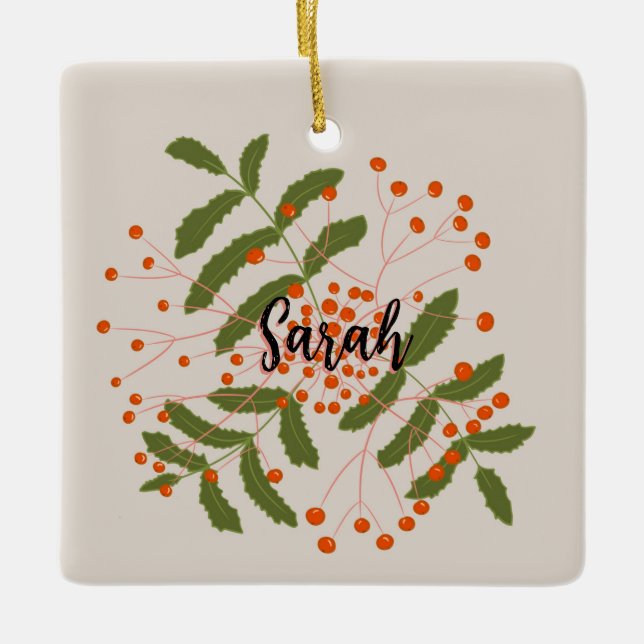 Adorno De Cerámica Grandes bayas rojas de Rowan (Anverso)