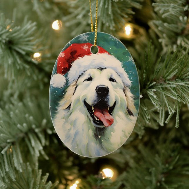 Adorno De Cerámica Grandes Navidades de perro de los Pirineos pinchan (Árbol)