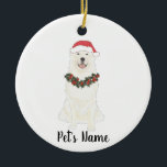 Adorno De Cerámica Grandes Pirineos Personalizados<br><div class="desc">Haz la lista de este año con un adorno personalizado de tu pequeño elfo favorito! Para los regalos más dulces,  ¡emparejételos con una imagen de arte equivalente u otro artículo de mi gran colección de perros pirineos!</div>