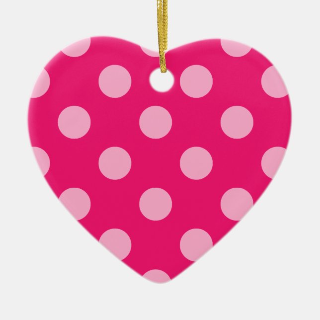 Adorno De Cerámica Grandes puntos retro - rosa sobre fondo rosado cal (Frente)