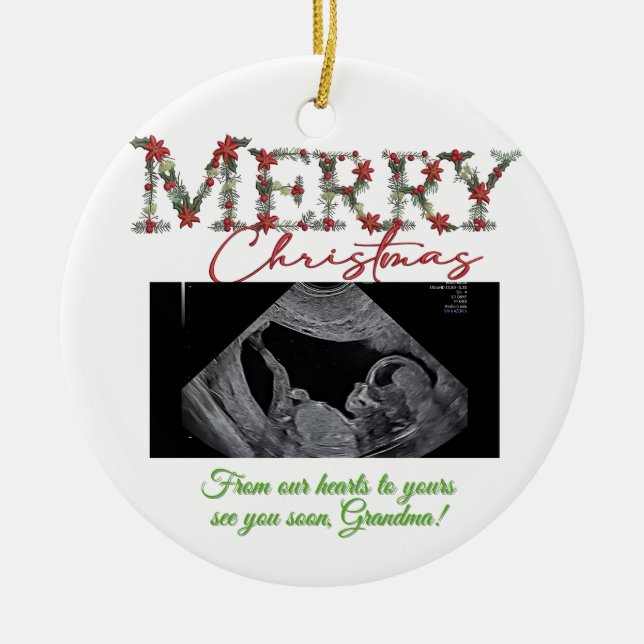 Adorno De Cerámica Grandma Christmas Ornament With a Baby Sonogram (Frente)