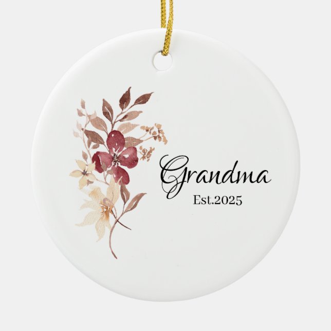 Adorno De Cerámica Grandma Est. Year – New Grandma Milestone (Frente)