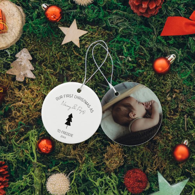 Adorno De Cerámica Grandparents First Christmas Baby Custom photo (Subido por el creador)
