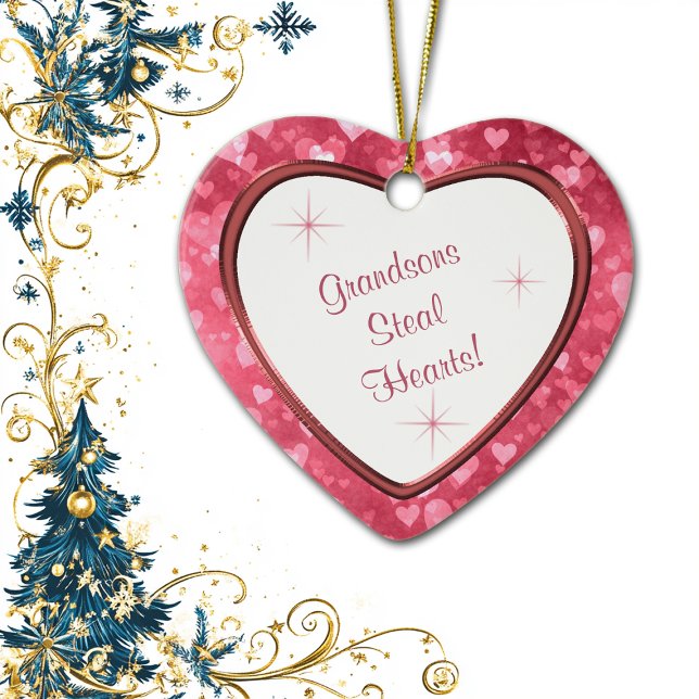 Adorno De Cerámica Grandson Heart Keepsake (Subido por el creador)