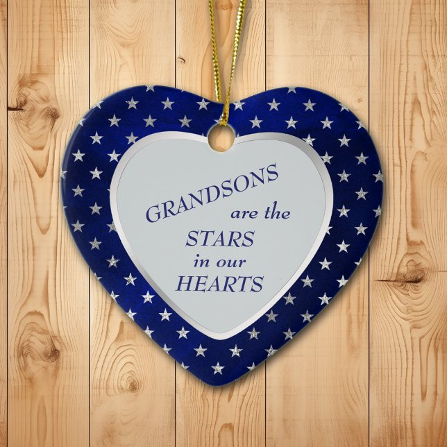 Adorno De Cerámica Grandson Star Heart Keepsake (Subido por el creador)