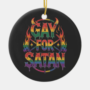 Adorno De Cerámica Granizo Gay Satan Arcoíris Baphomet Diablo Cabra L