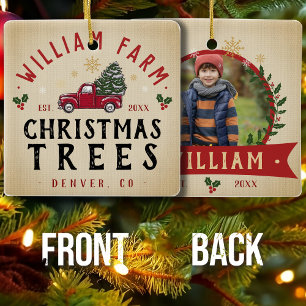 Adorno De Cerámica Granja de árboles de Navidad estilo de granja de P