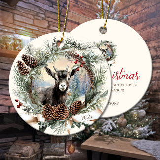 Adorno De Cerámica Granja de cabras bebé Navidades de animales de pin