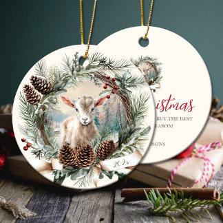 Adorno De Cerámica Granja de cabras bebé Navidades de animales de pin