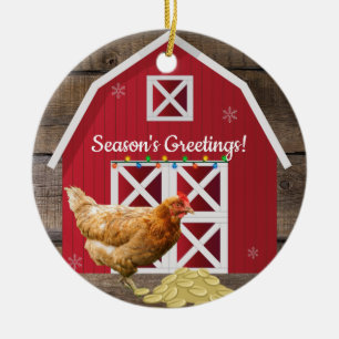 Adorno De Cerámica Granja de la Gallina de Navidad