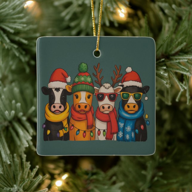 Adorno De Cerámica Granja de navidades de vaca Lover Granja Santa Hig (Árbol)