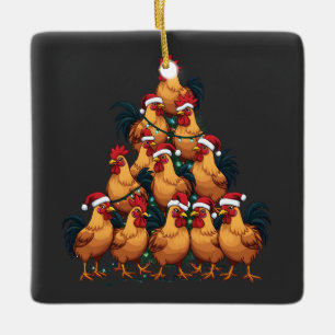Adorno De Cerámica Granja de pollos de Navidad Amante Divertido Día f