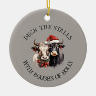 Adorno De Cerámica Granja de Vacas de Navidad Campestre Rústica 