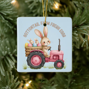 Adorno De Cerámica Granja del conejo de Pascua caprichosa Tractor vin