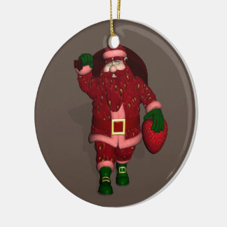Adorno De Cerámica Granjero de fresa de Santa Claus