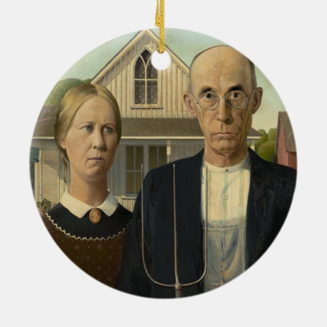 Adorno De Cerámica Grant Wood - American Gothic (Atrás)
