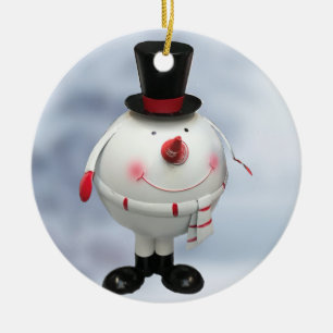 Adorno De Cerámica Grasa redonda cómica Tin Snowman