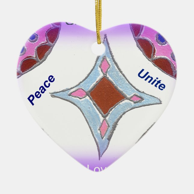 Adorno De Cerámica "Gratitude Peace Love Unite" Mandala Art Print (Frente)