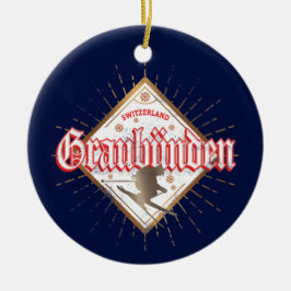 Adorno De Cerámica Graubünden Suiza retro skier vintage