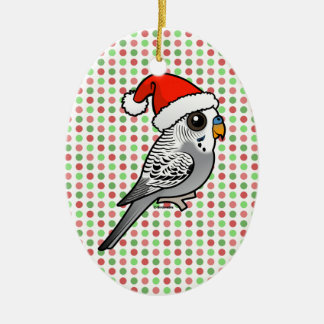 Adorno De Cerámica Gray Budgie Santa Claus