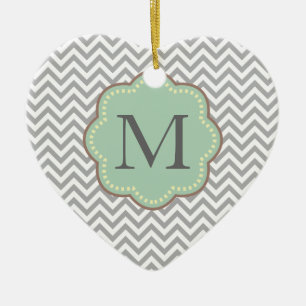 Adorno De Cerámica Gray Chevron