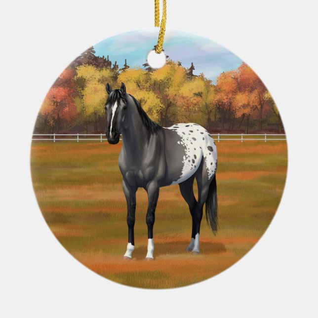 Adorno De Cerámica Gray Grulla Appaloosa Quarter Stallion (Frente)
