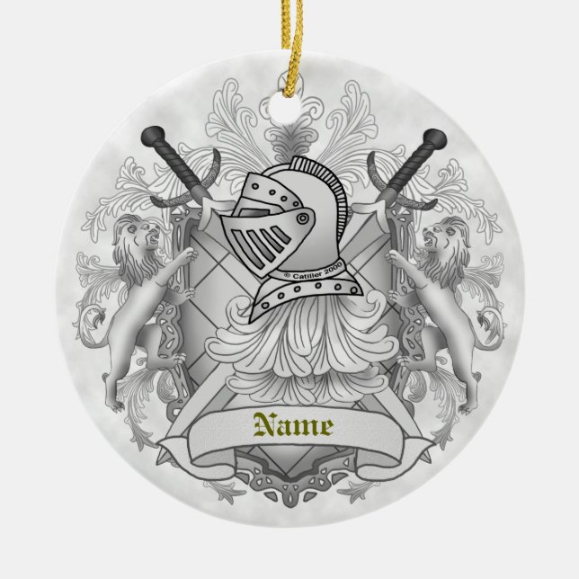 Adorno De Cerámica Gray Knight Family Crest (Frente)