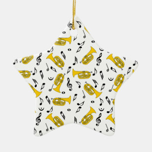 Adorno De Cerámica Gray Marching Baritone Music Notes