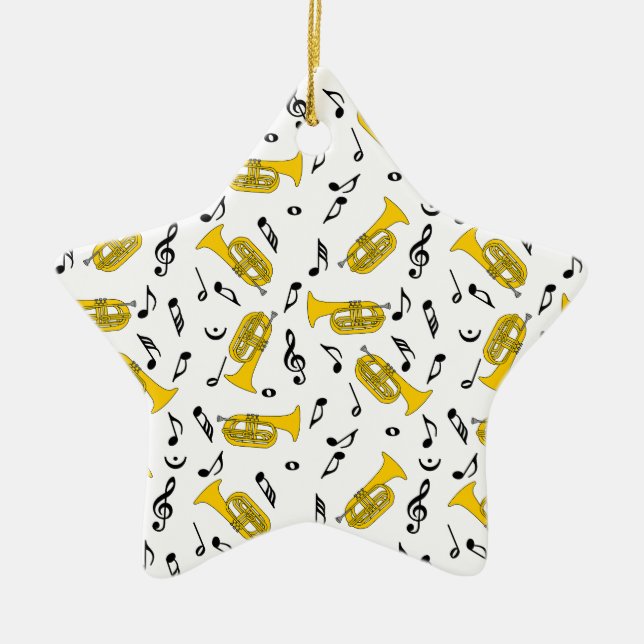 Adorno De Cerámica Gray Marching Baritone Music Notes (Frente)